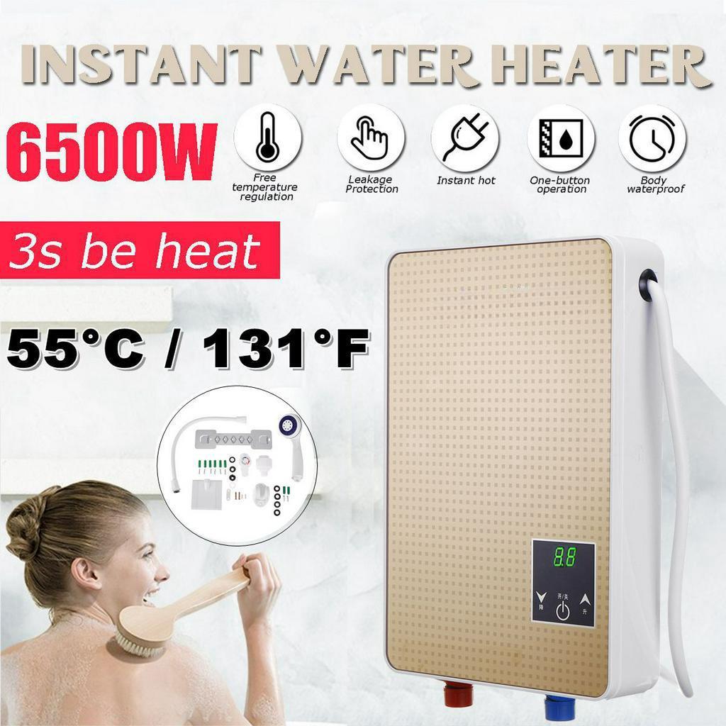 6500W 3S Instant Hot Electric Hot Water Heater Tankless Instant Boiler Bathroom Shower Set Thermostat Safe Intelligent