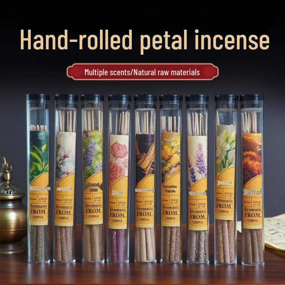 Ароматерапевтические благовония в палочках «Роза, Осматус, Жасмин», ручной работы - Долгоиграющий аромат для помещений 10 sticks/can (thick)