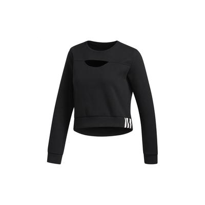 Training Sports Crew Neck Cropped Sweatshirt Women Tops Black FL2059