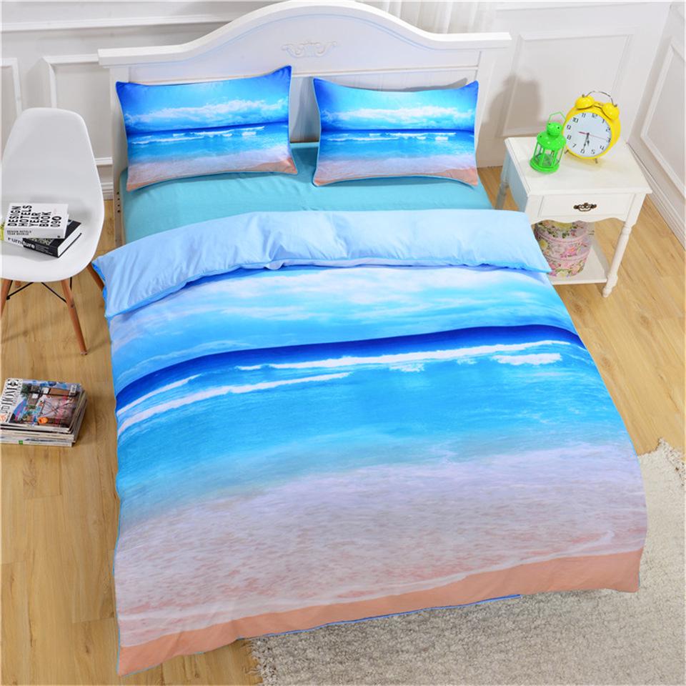 Home Duvet Cover Sets Bedding Set Hot Printed Blue Ocean 2/3 Pcs Set Pillowcases With Duvet Cover King Size Drop Ship Hot