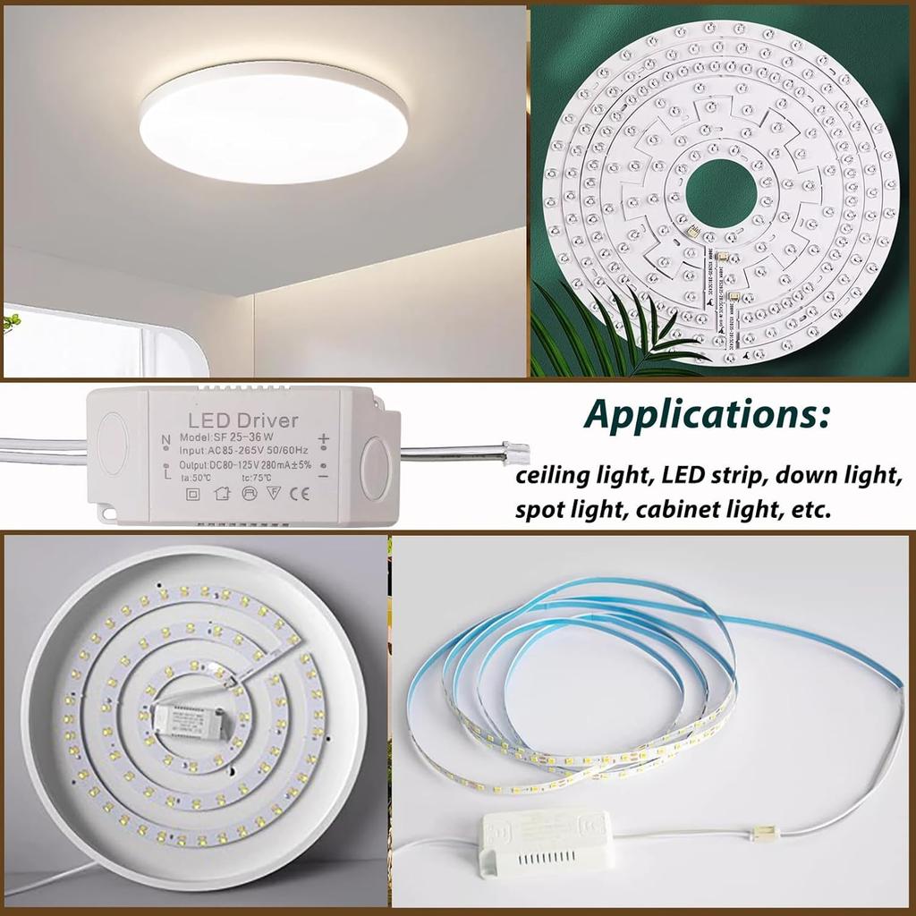 LED Driver 25-36W for Single Color Ceiling Strip Spot Light Module Panel, Replacement LED Starter Power Supply Adapter Transformer, Input AC85-265V