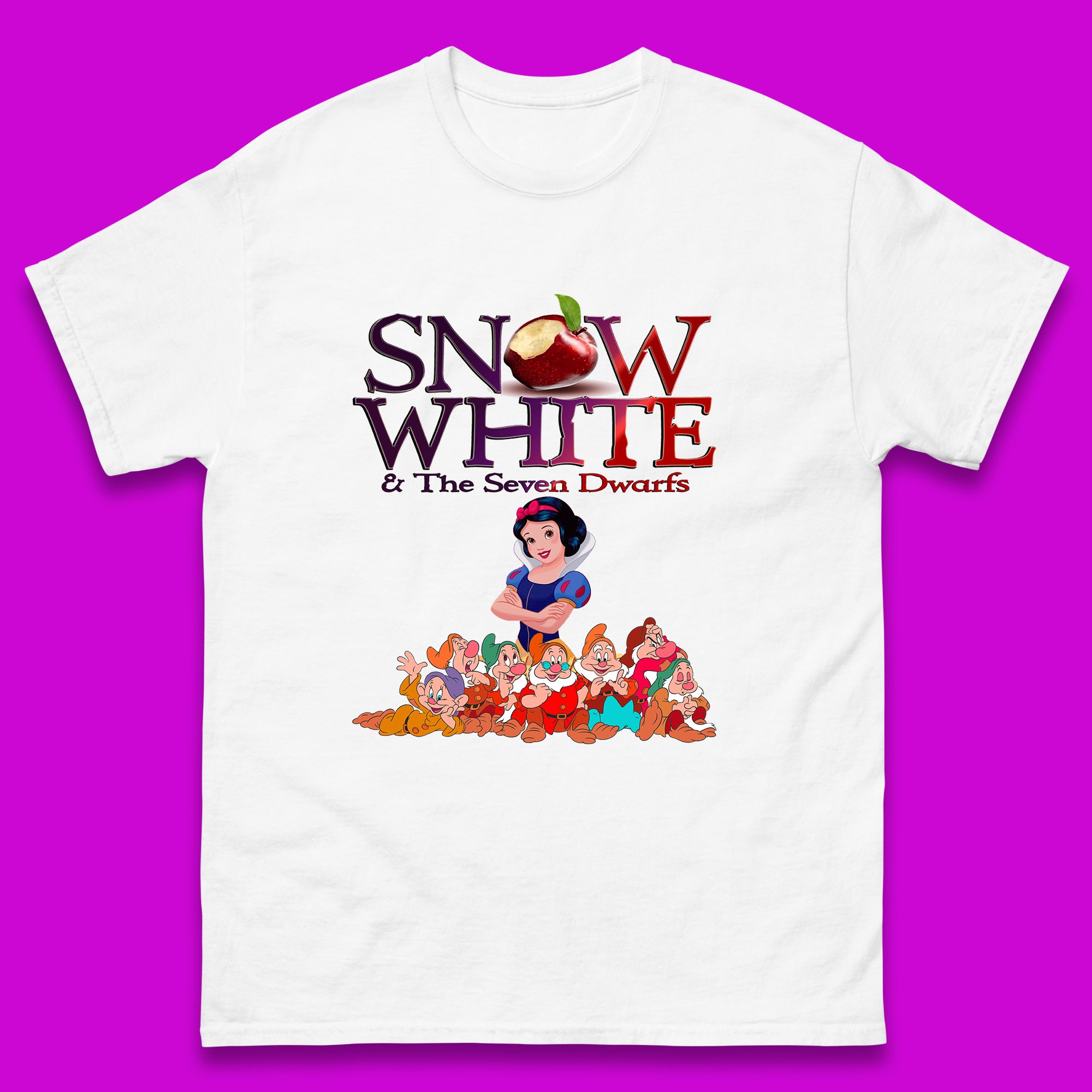 Disney Snow White And The Seven 7 Dwarfs Disney Dwarfs Group Grumpy Sleepy Dopey Doc Sneezy Bashful Happy Disneyland Cartoon Character Mens Tee Top 2XL