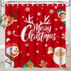 Christmas Shower Curtain For Bathroom Santa Claus Xmas Snowman Cute Red Funny Aesthetic Fabric Waterproof Bathroom Shower