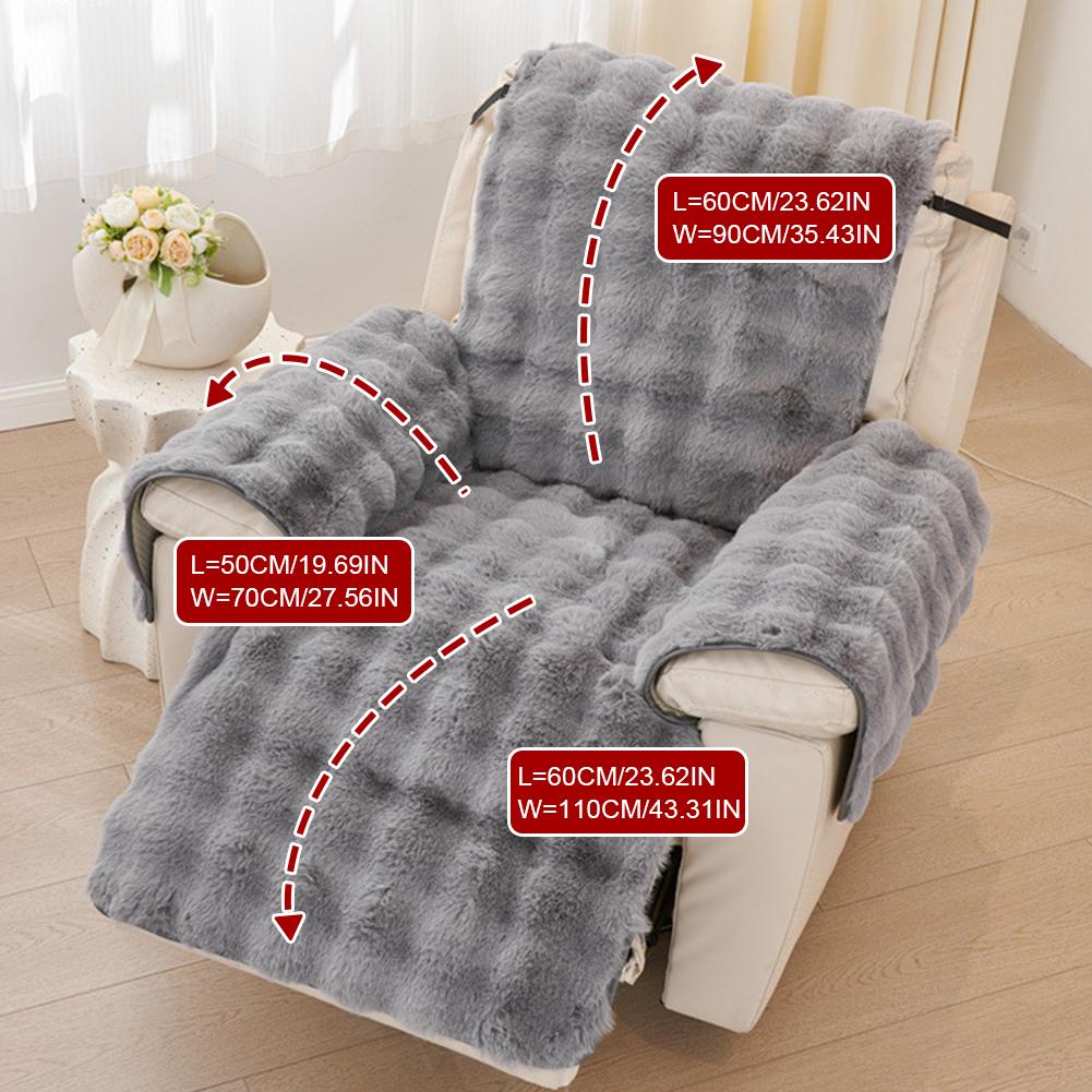 Soft Plush Armchair Cover Washable Recliner Single Sofa Warm Cushion Thicken Slipcover Chair Couch Protector Winter Padded Cover