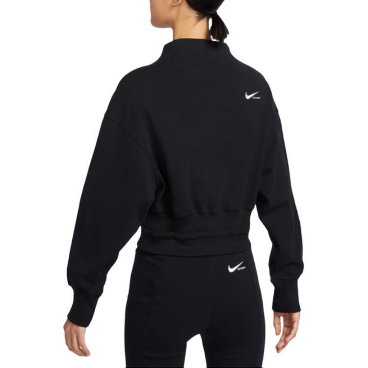 Nike Sweatshirts Women's Black Half Turtleneck Moderate Regular FB8753-010