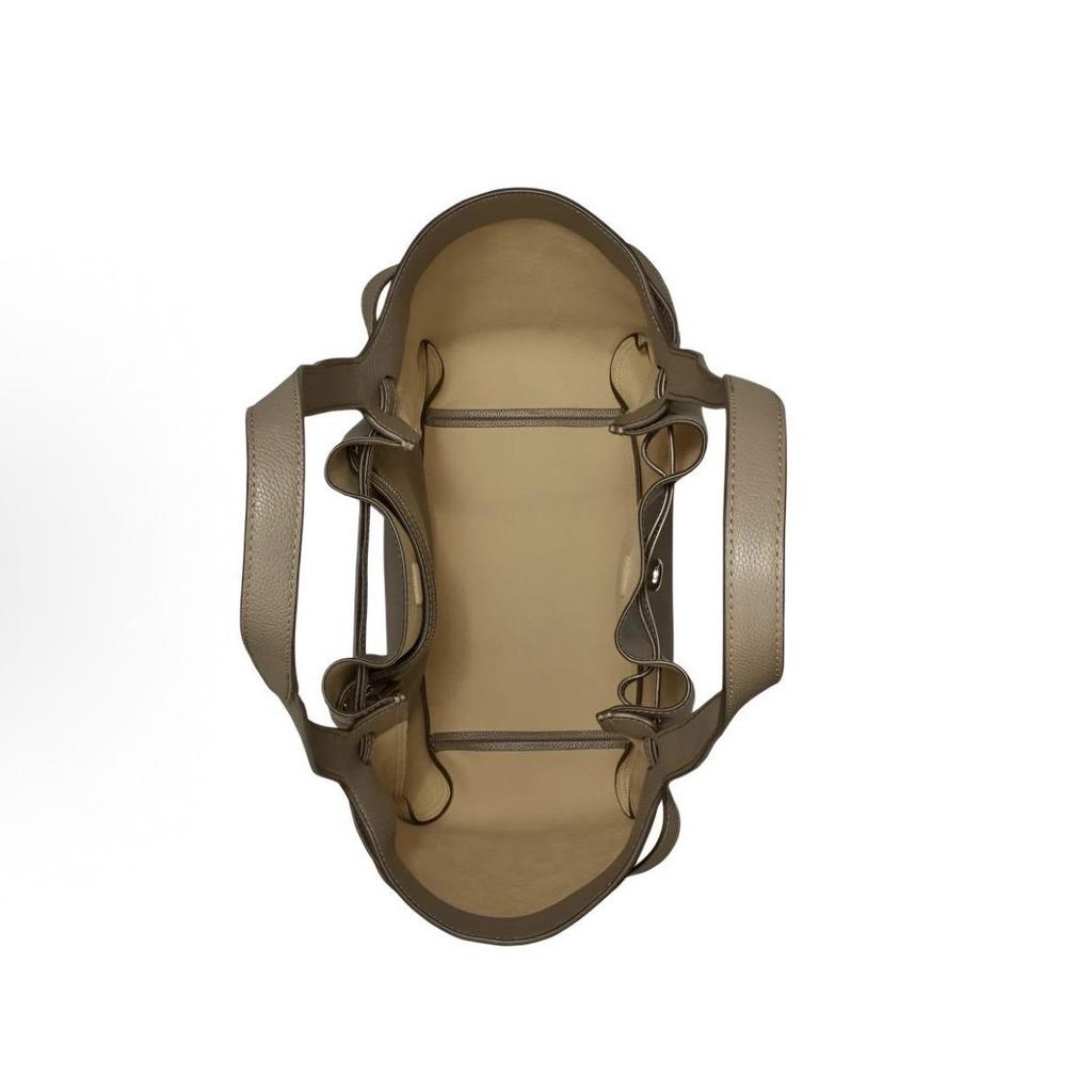 TORY BURCH Romy Logo Patchwork Design Pebble Grain Leather Tote Shoulder Bag Large Women's Light Brown