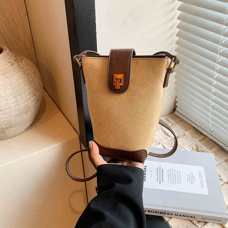 

Мини-сумки-ведра из искусственной замши, модная женская сумка через плечо для женщин, повседневный кошелек для монет в виде помады