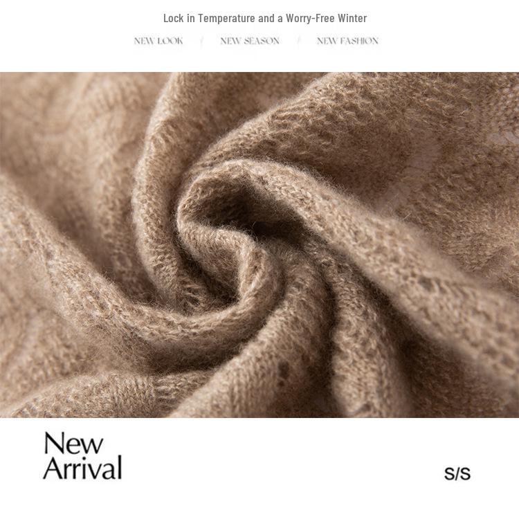 Women's Cashmere Hollow Crochet Knit Scarf - Warm & Versatile for Autumn/Winter