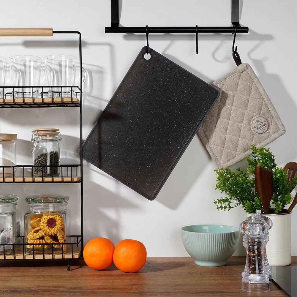 Black Granite-Effect Plastic Cutting Board 33x23cm