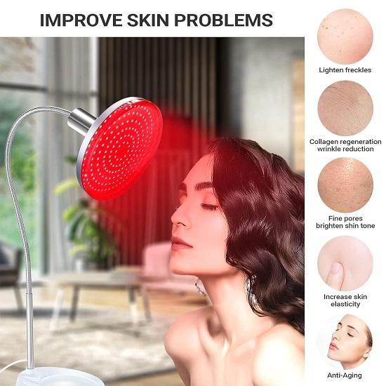 Rotlichttherapie für den Körper, 660nm Tiefrotlichttherapiegerät mit Ständer, LED-Rotlichtlampe für Gesicht, Haut, Muskel-Schmerzlinderung, Hautpflege zu Hause.