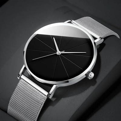 Minimalistické Módní Pánské Hodinky Pánské Luxusní Obchodní Hodinky Ultra Tenký Slitinový Síťovaný Pásek Quartzové Náramkové Hodinky Relogio Masculino