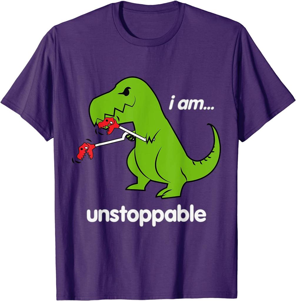 I Am Unstoppable T-Rex  Dino Cool Cute Humor Funny T-Shirt Tshirts Tops Tees New Design Cotton Hip Hop Gift Men's