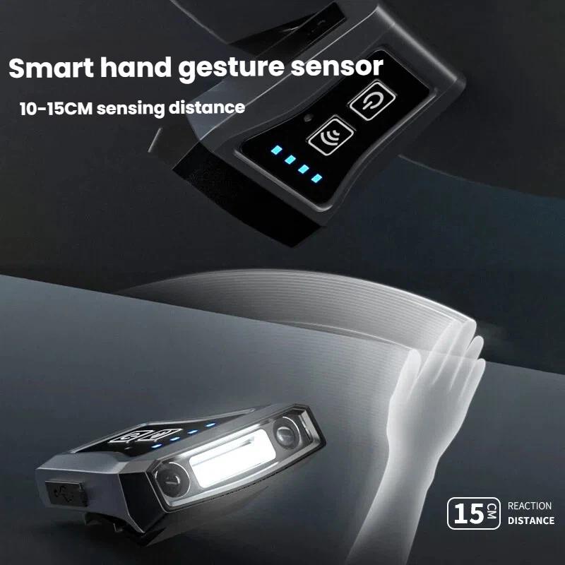 LEM Headlight Fishing Sensing Hat Clip Light Strong Light Super Bright Charging Head Mounted Clip On Long Range Fishing Light