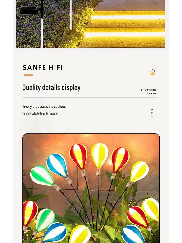 Solar LED Hot Air Balloon Sway Light - Outdoor Waterproof Garden Decor