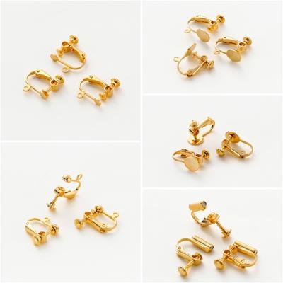 10ks Mosazná šroubovací náušnice s kulatou hlavou v barvě 14K/18K zlata, součástky pro DIY náušnice na klip, náušnicové klipy, bižuterní komponenty