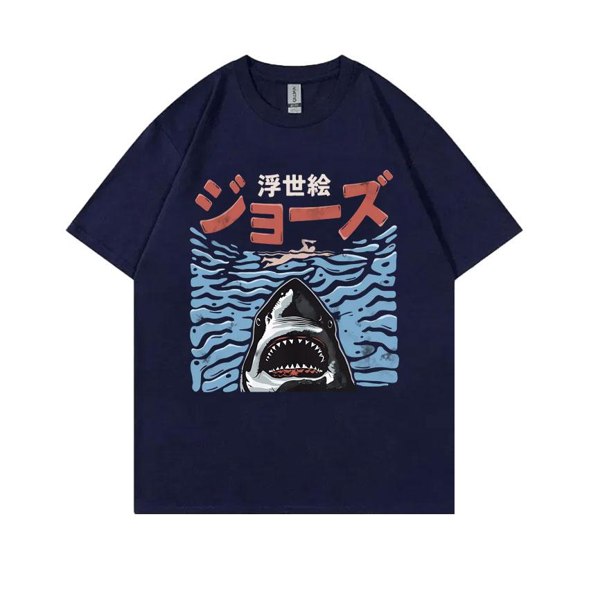 Japanese Vintage Shark Week Funny Meme Tshirt Men Women Fashion Casual Oversized T Shirts Men's Pure Cotton Short Sleeve T-shirt