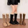 New Women's Mid-calf Boots Round Head Thick Sole Winter Warm Women's Boots Comfortable Stylish Daily Commuting High Snow Boots
