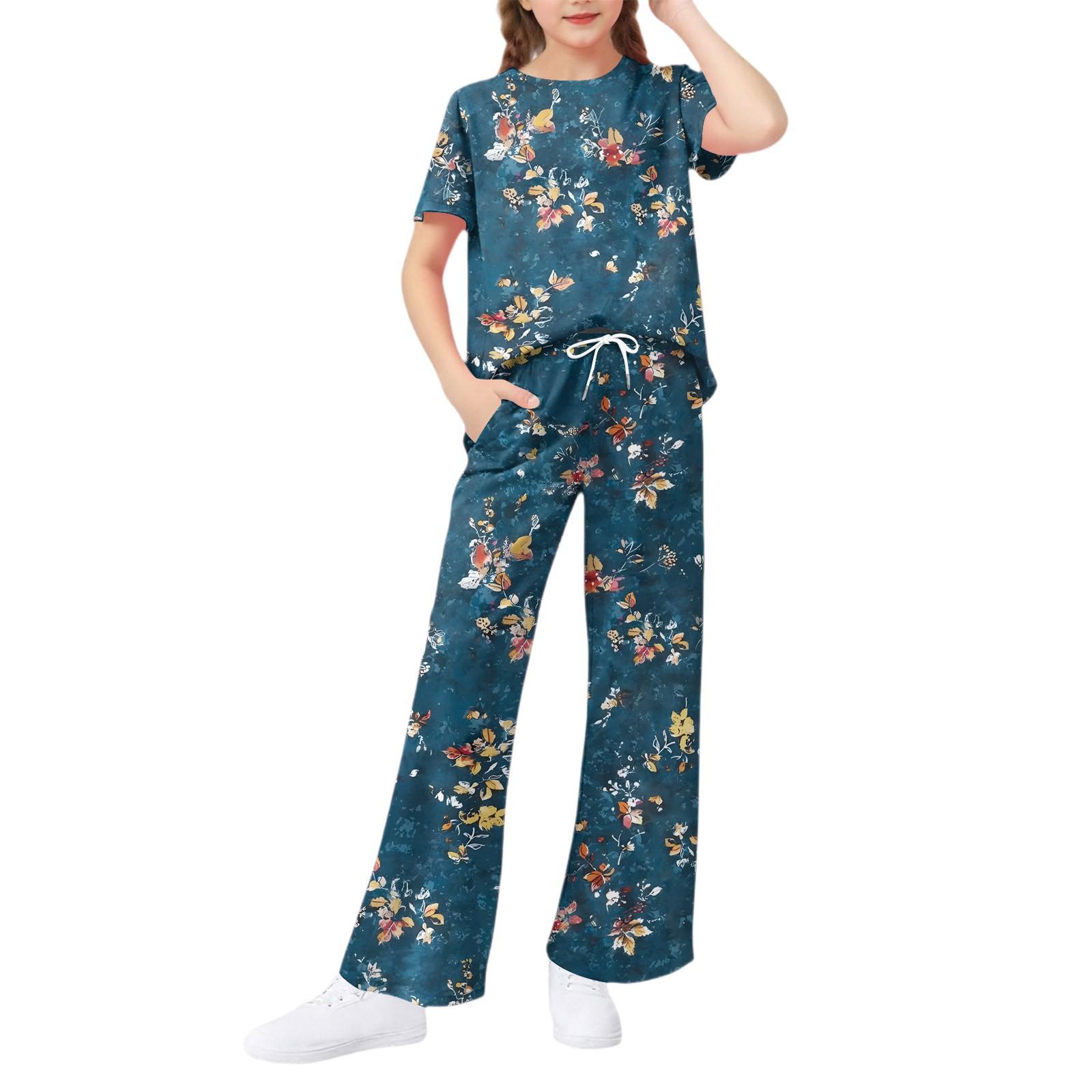 

Girls 2-Piece Set - Short Sleeve Tee & Wide Leg Pants 110