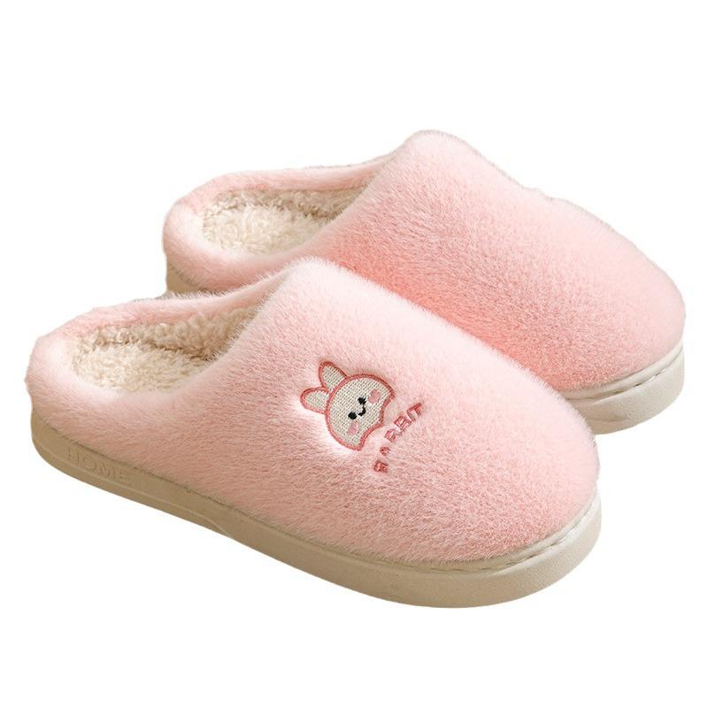 Cotton slippers women's winter new velvet warm cotton drag couple cotton shoes soft sole non-slip shoes wool slippers