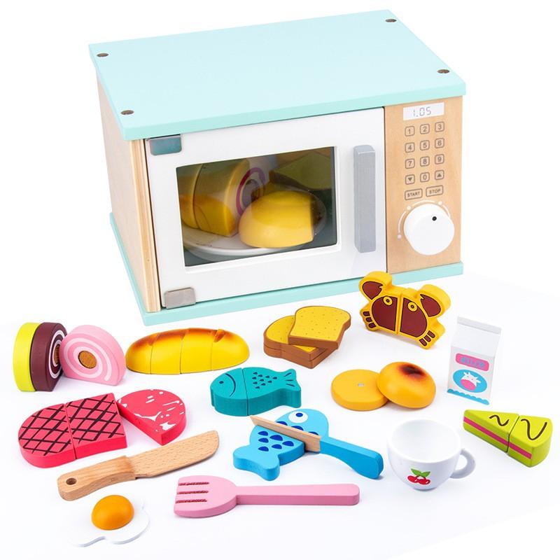 Wooden Simulation Microwave Oven Play House Cut To See Suit Toys