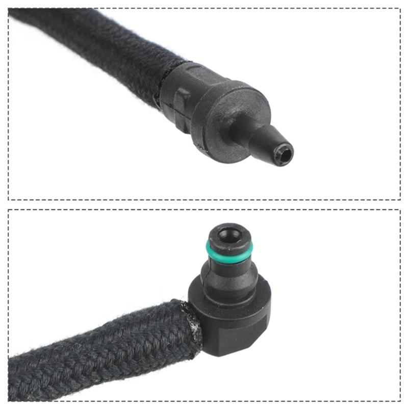 Black Plastic Fuel Return Hose Assembly WE011349Y for Vehicle Fuel Line Service, Molded Return Hose for Engine Bay Replacement and Repair Work