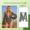 European & American Women's One-Piece Swimsuit: Sexy Print, Backless Design