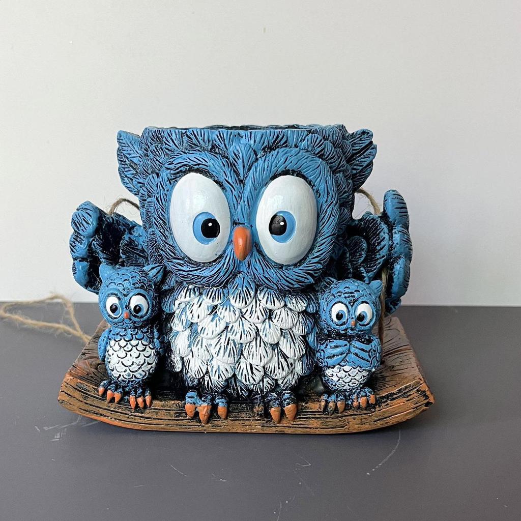 Plant Pots Cute Owl Resin Flowerpot Wall Planter for Indoor Plants for Home Kitchen Window Outdoor Garden Patio Orchid Fern