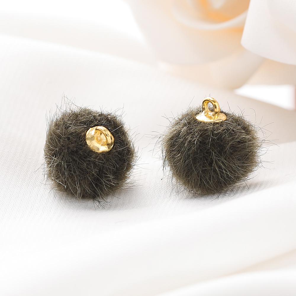 10pcs Plush Fur Covered Ball Beads Charms Pompom Beads Pendant for DIY Necklace Earring Bracelet Pendant Jewelry Making Supplies