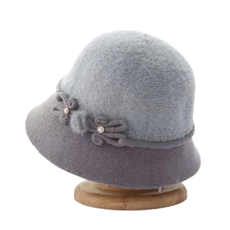 

WTEMPO Mom s Cold-proof Windproof Outdoor Bucket Hats Women s Solid Color Warm Winter Soft Furry Hats 1pc серый