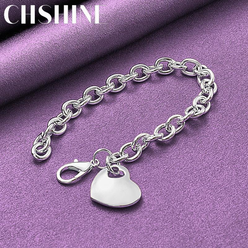 CHSHINE 925 Sterling Silver Solid Heart Bracelet For Women Men Fashion Charm High Quality Jewelry
