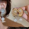 Silver Needle Conch Pearl Stud Earrings: European-American Retro Design, Luxurious and Fashionable for Women