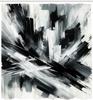 Black And White Shower Curtain, Abstract Art Of Bold Brush Strokes In Monochrome Painting Print, Cloth Fabric Bathroom