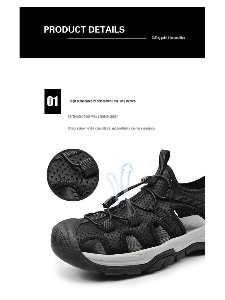 2025 Breathable Men's Closed-Toe Sandals - Non-Slip Casual Outdoor Beach Shoes, Trendy Summer Style, Plus Size Available