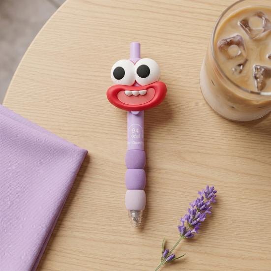 4Pcs Retractable Gel Pen Cute Big Mouth Eyes 0.5mm Black Ink Pen for Students Office Comfort Grip Smooth Writing Novelty Stationery Gift for Teens
