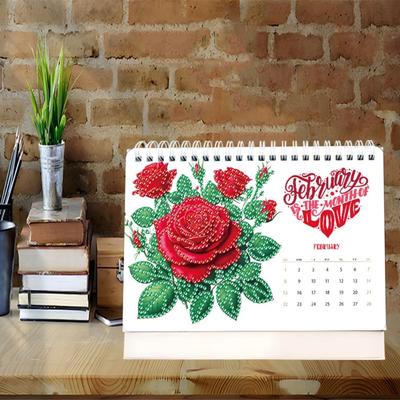 2026 Diamond Art Calendar Painting Art Kit Thick Paper Desk Calendar Different Patterns Painting Calendar