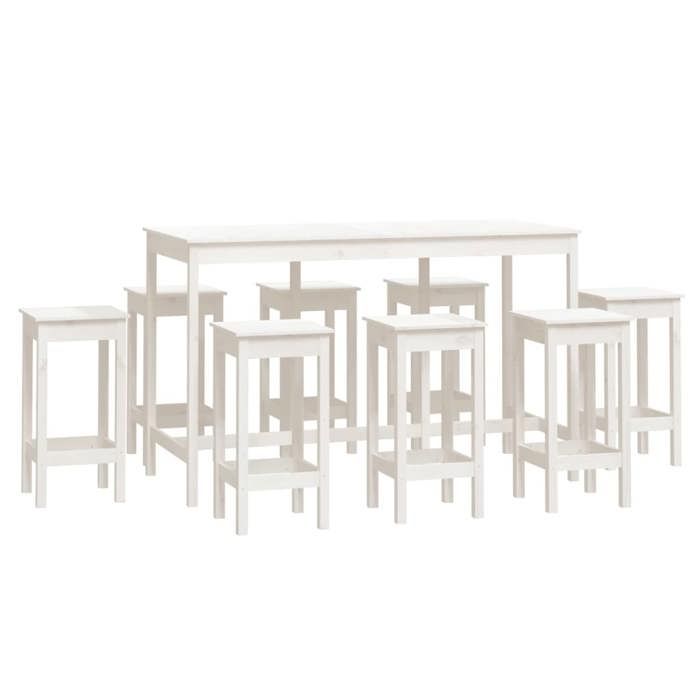 VidaXL 9-Piece Bar Set Bistro Furniture Set Dining Room Kitchen Pub Furniture Indoor White 3124718