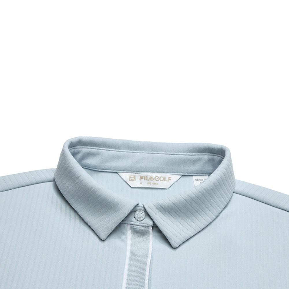 FILA Golf Series Fashionable Simple Casual Sports Training Long Sleeve Polo Shirt Women tops Satin-Gray-Blue A11W545212FLB
