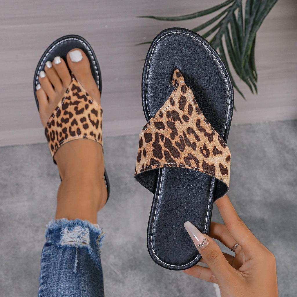 Women New Summer Sandals Open Toe Beach Shoes Flip Flops Comfortable Slippers Cowboy Leopard Sandals Size 36~43 Chaussure Femme