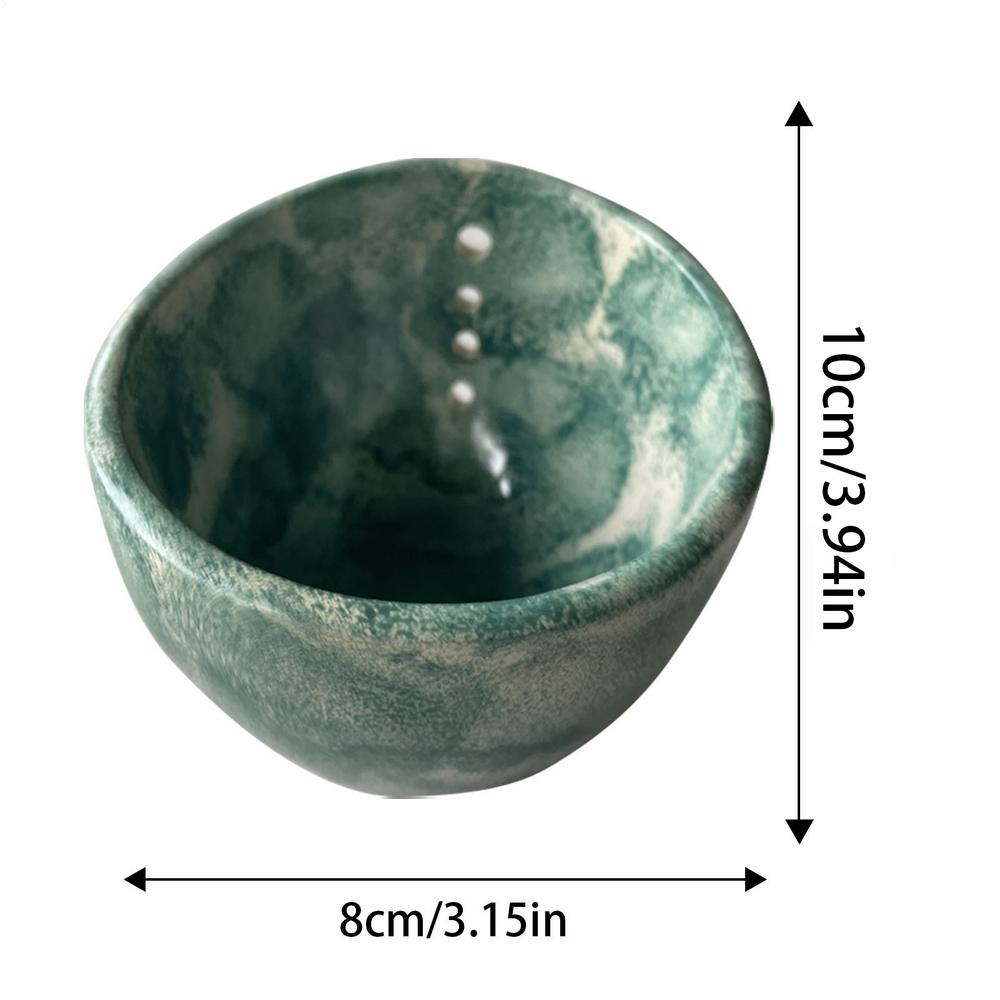 Ceramic Stripper Bowl Leafy Vegetable Stripping Tool Herbal Leafy Greens Leaves Removal Bowl with 4 Holes for Kale and Chard