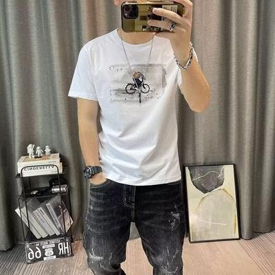 Neues bedrucktes lässiges Kurzarm-T-Shirt für Herren, Ins Trendmarke, Europäischer und amerikanischer Hip-Hop-Stil, Rundhals-Basisshirt, Sommer-Top