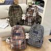 Schultasche Herbst und Winter neuer karierter Rucksack weiblich Koreanischer fauler Stil Pendlerrucksack Grund- und Sekundarschüler Rucksack mit großer Kapazität