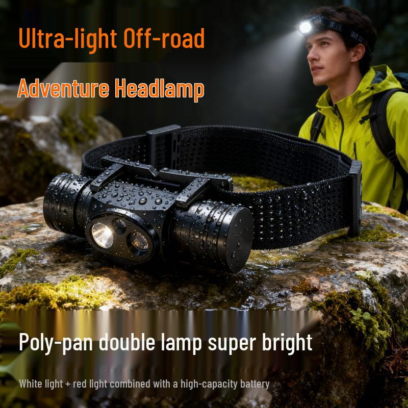 1000 Lumens Aluminum Alloy LED Headlamp with Long Battery Life for Outdoor Mountaineering and Night Fishing
