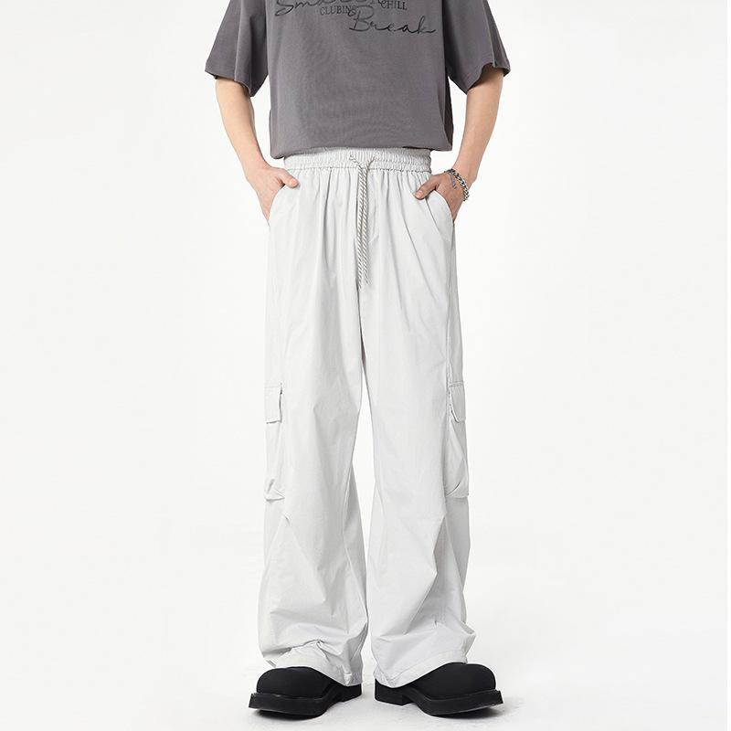 Spring and autumn new casual overalls straight wide-leg pants sports men's and women's versatile pants men's