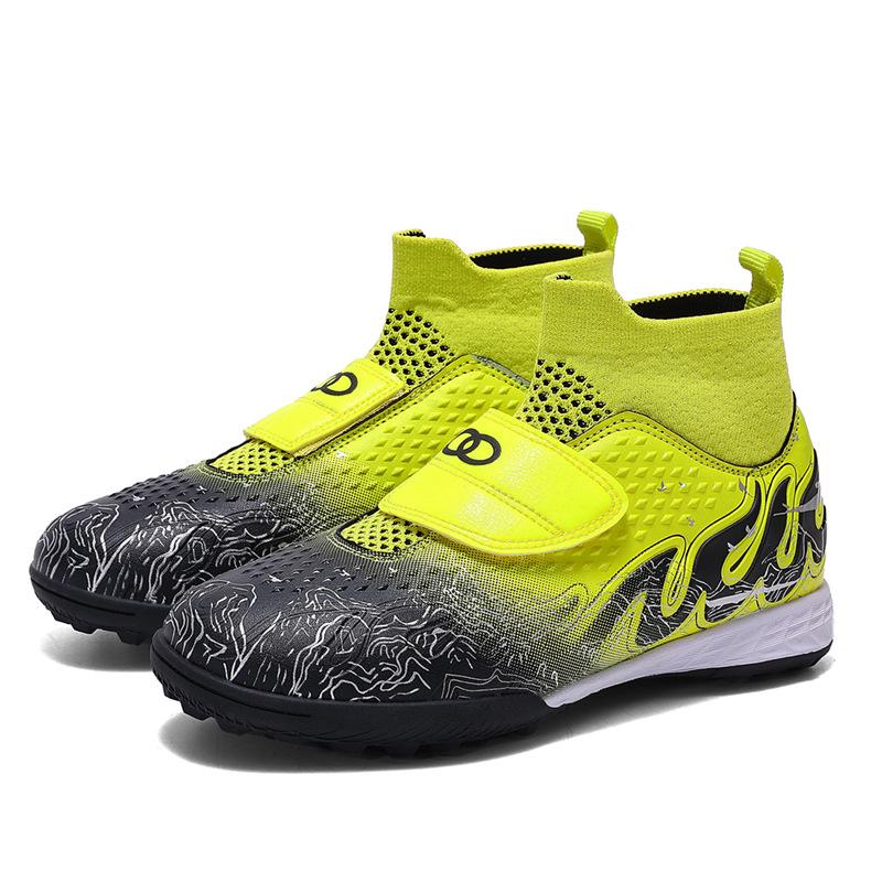 Children'S High-Top Football Shoes Tf Broken Nails Boys And Girls Teen Students Non-Slip Leather Foot Training Sneakers