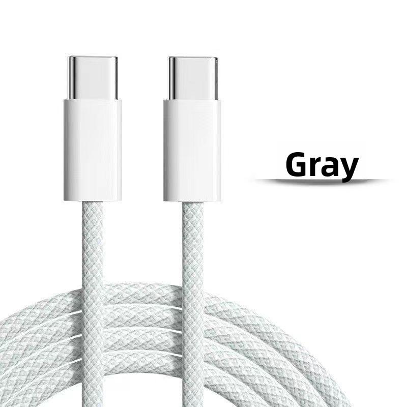60W Dual-Head PD Fast Charging Cable for Apple and Android Phones, Macaron Braided Data Cable