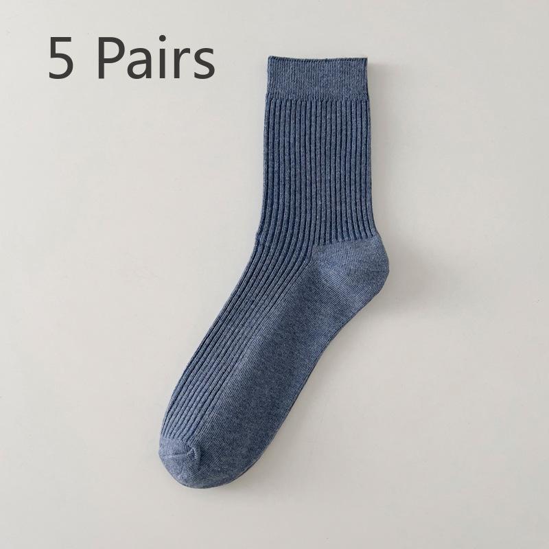 5 Paar Herren Herbst- und Winter Klassische Sport Freizeit Business Einfarbig Baumwolle Kniestrümpfe