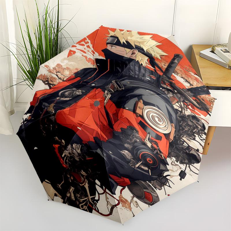 1 PC Automatic Folding Umbrella - Naruto Cloud Power Pattern Portable Foldable Design With 8 Ribs Christmas Birthday Gifts