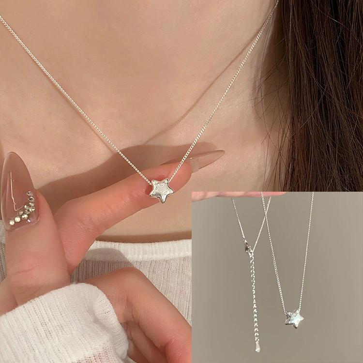 925 Silver Bead Geometry Necklace for Women Girl Korean Design Versatile Choker Jewelry Dropship
