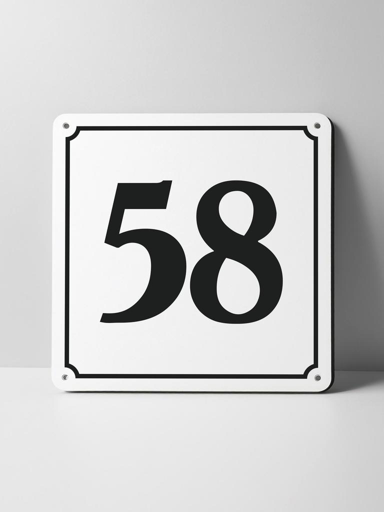 Metal Sign Black House Number On White Background Outdoor Wall Art Decor