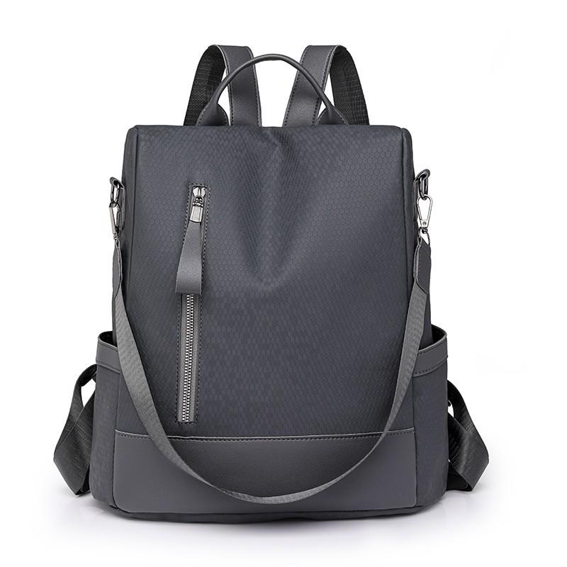 Womens Casual Backpack Large Capacity Travel Bag Street Style Oxford Fabric School Bookbag With Anti-Theft Zippered Pockets